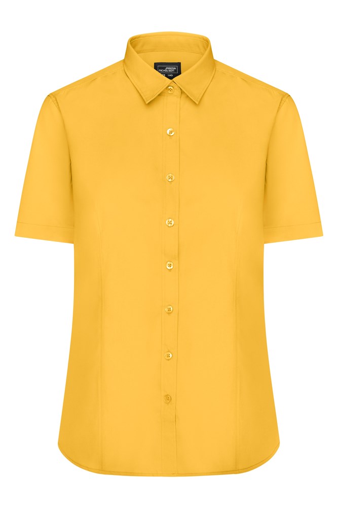 Ladies' Shirt Short-Sleeved Poplin - Yellow (ca. Pantone 101C)