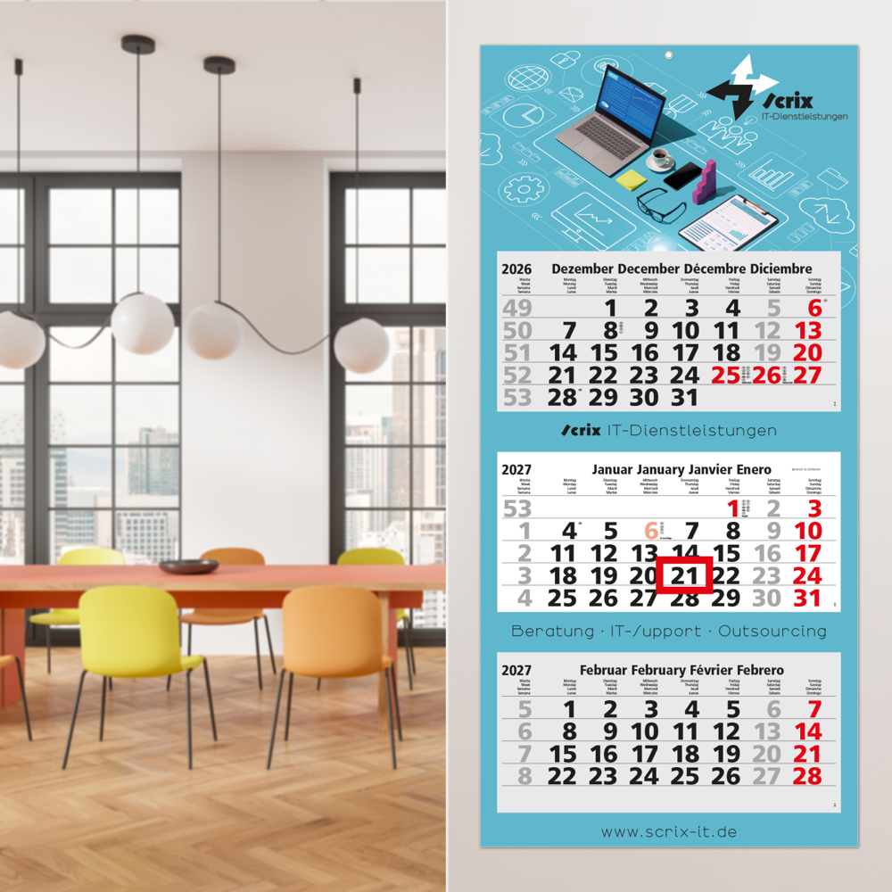 3-Monatskalender Mehrblock Maxi Light 3 EXPRESS