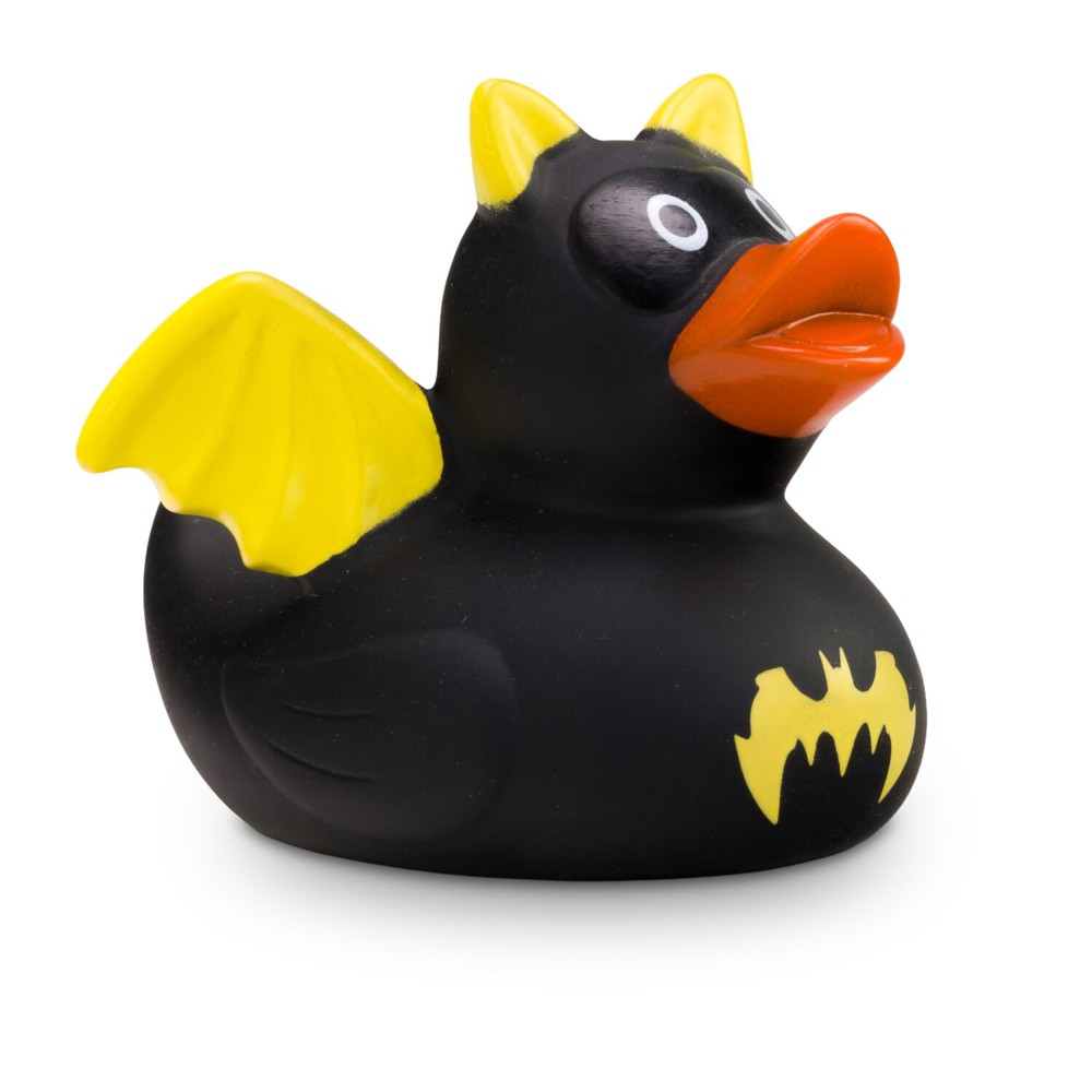 Werbeente Batduck Superheld schwarz-gelb