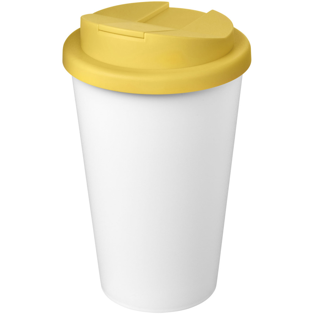 Americano® Eco 350 ml recycelter Becher mit auslaufsicherem Deckel - gelb, weiss
