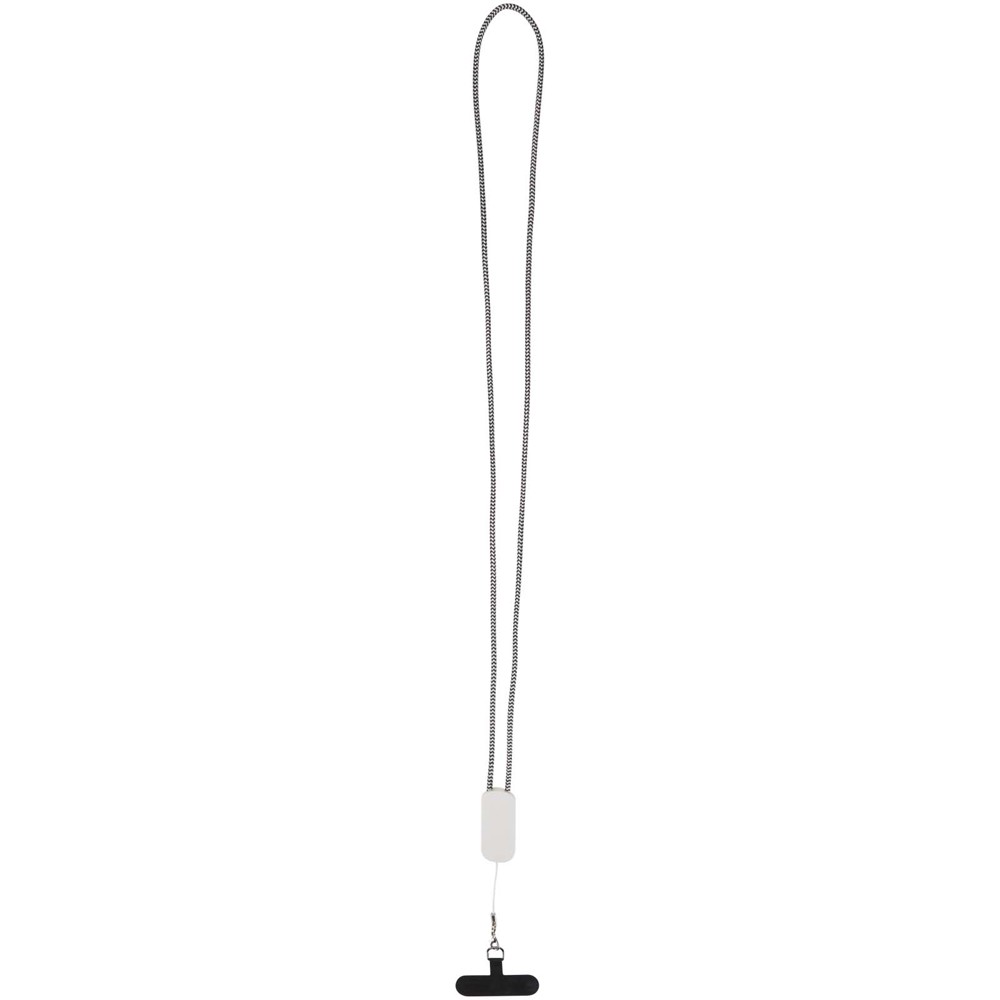 Anser Smartphone Lanyard aus recyceltem Kunststoff mit 27 W 5-in-1 integriertem Kabel - weiss