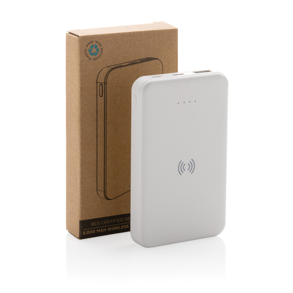 5.000mAh 5W Wireless Powerbank aus RCS recyceltem Kunststoff
