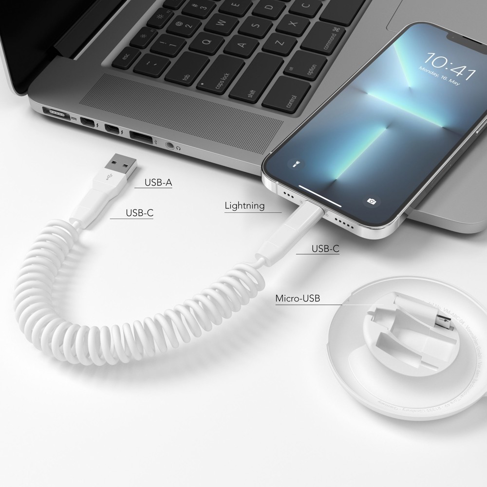 allroundo® eco - Das nachhaltige All-in-One Lade- und Datenkabel - Weiß