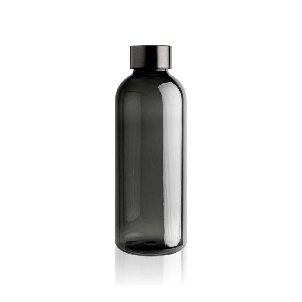 Auslaufsichere Trinkflasche mit Metalldeckel - schwarz (± PMS Black)