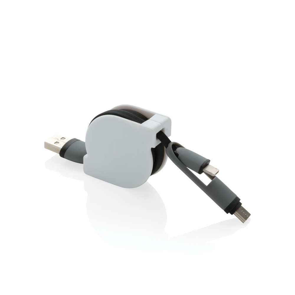 3-in-1 ausziehbares Kabel - schwarz (± PMS Black)