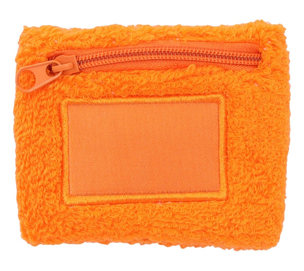 Nilton's Frottier Armschweißband mit Label und Reißverschlußfach - Orange (PMS 165c) / Orange