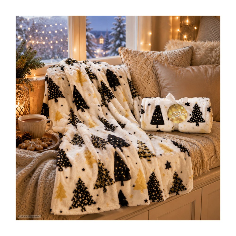 Kuscheldecke Merry Christmas - 120 x 150 cm, 190 g/m²