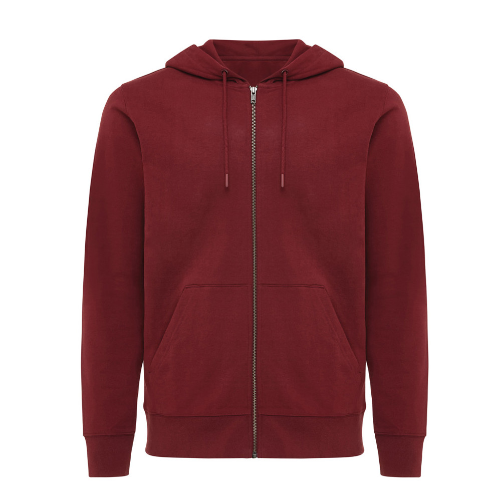 IQONIQ Abisko Zip-Kapuzenpullover aus recycelter Baumwolle - burgunderrot (± PMS 19-1724TCX)