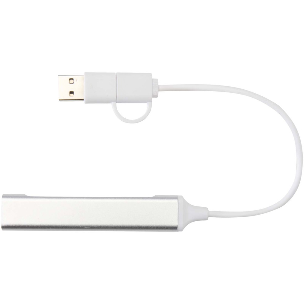 Alkaid 4 Port Hub aus recyceltem Aluminium mit USB-A- und Typ-C-Anschlüssen und zwei Eingängen