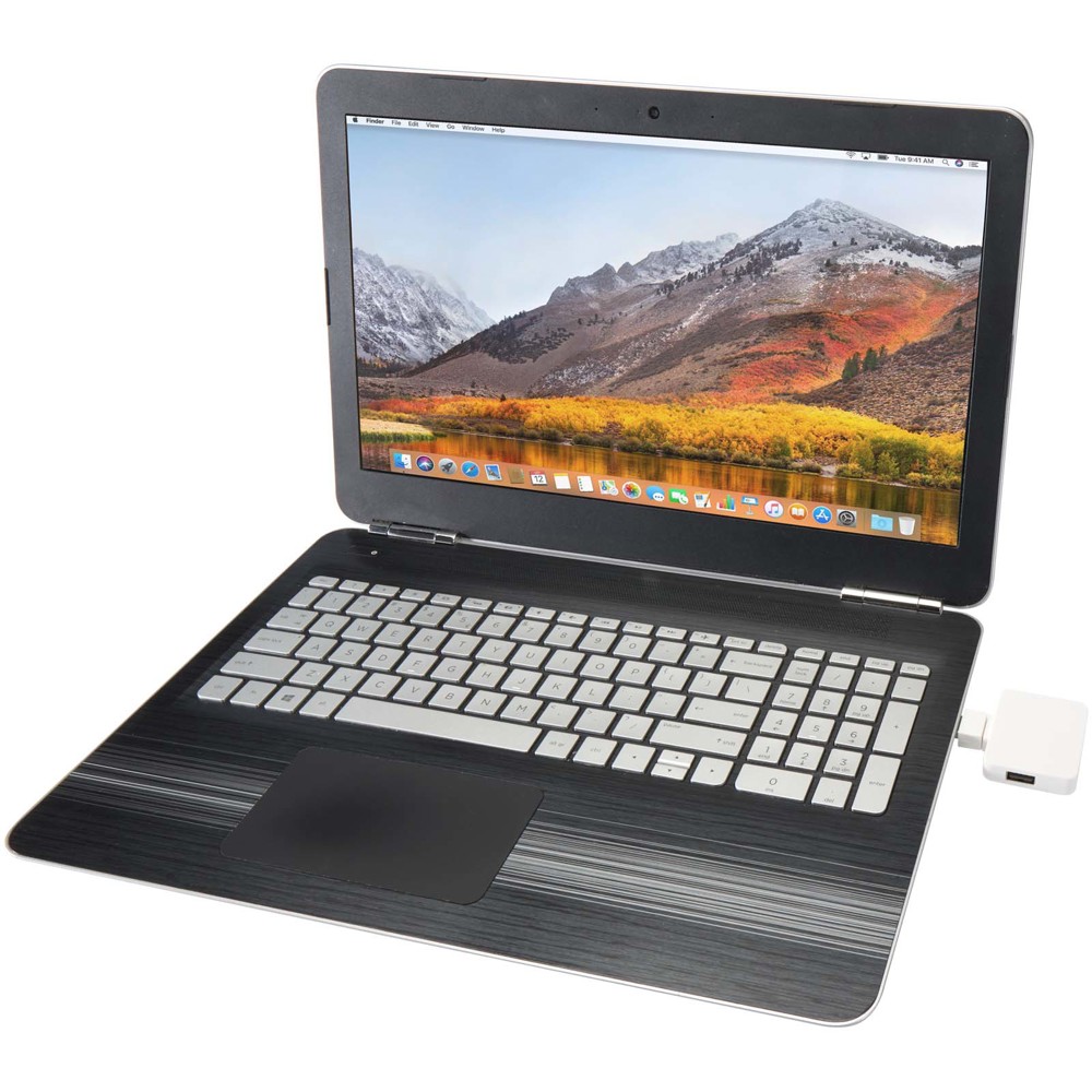 Gaia 4 Port USB Hub mit USB-A- und Typ-C-Ausgang und zwei Eingängen aus recyceltem Kunststoff