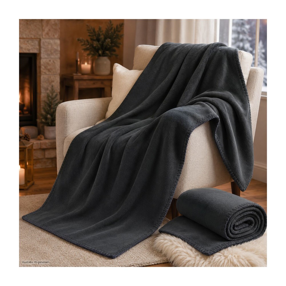 Fleecedecke Basic anthrazit - 120 x 150 cm, 180 g/m²