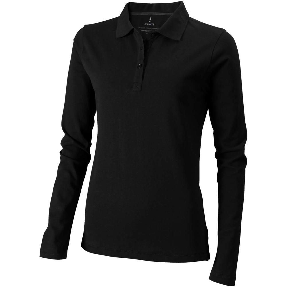 Calgary 180 g/m² Langarm Poloshirt für Damen - Schwarz