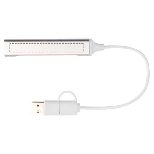 Alkaid 4 Port Hub aus recyceltem Aluminium mit USB-A- und Typ-C-Anschlüssen und zwei Eingängen
