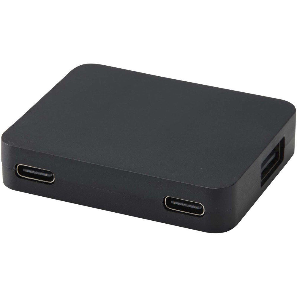 Gaia 4 Port USB Hub mit USB-A- und Typ-C-Ausgang und zwei Eingängen aus recyceltem Kunststoff