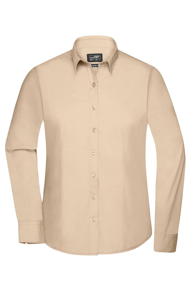 Ladies' Shirt Long-Sleeved Poplin - Stone (ca. Pantone 7501C)