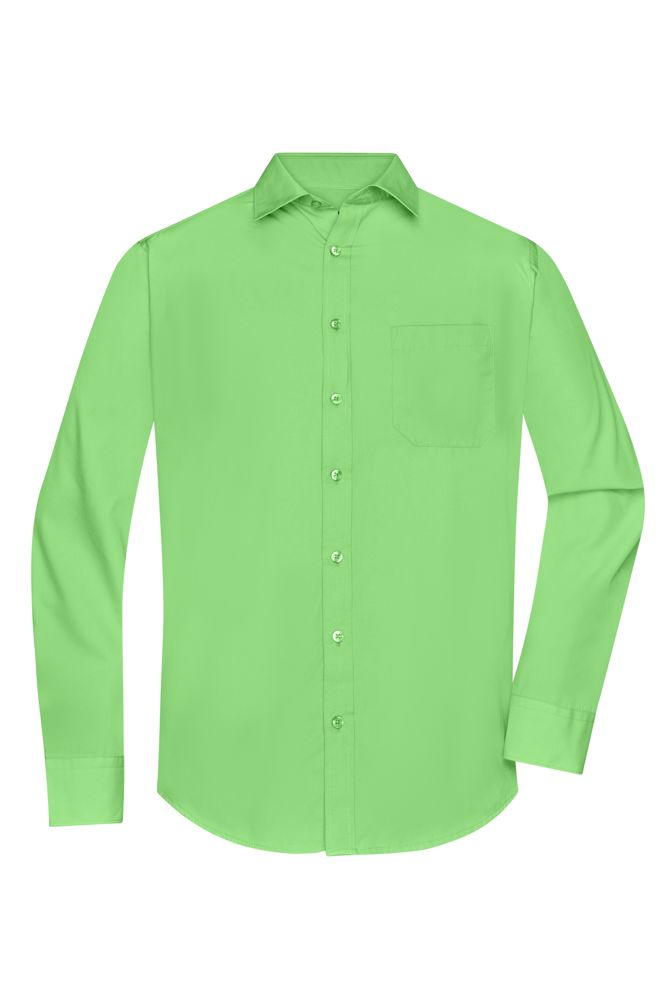 Men's Shirt Long-Sleeved Poplin - Lime-green (ca. Pantone 360C)