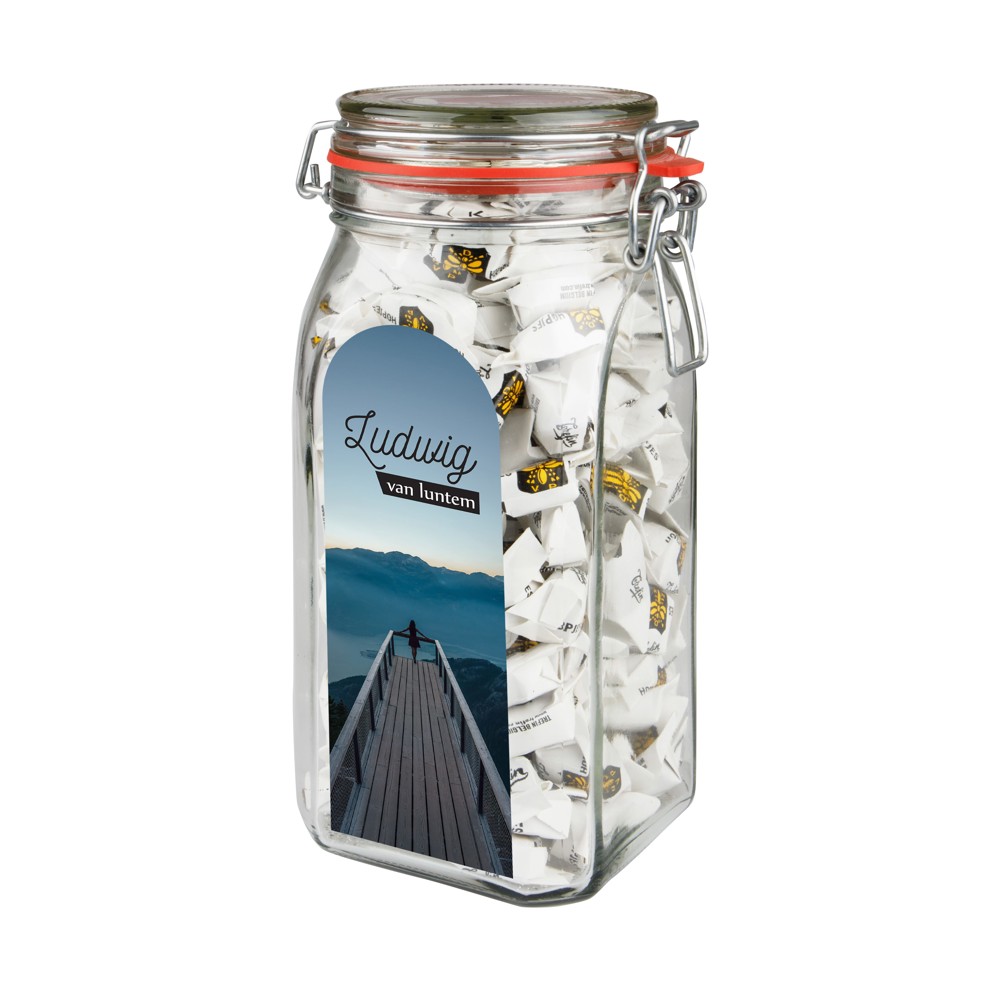 Großes Weckglas 1,5 L mit Süßigkeiten