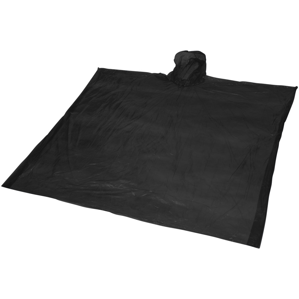 Mayan Regenponcho mit Aufbewahrungstasche aus recyceltem Kunststoff - Schwarz