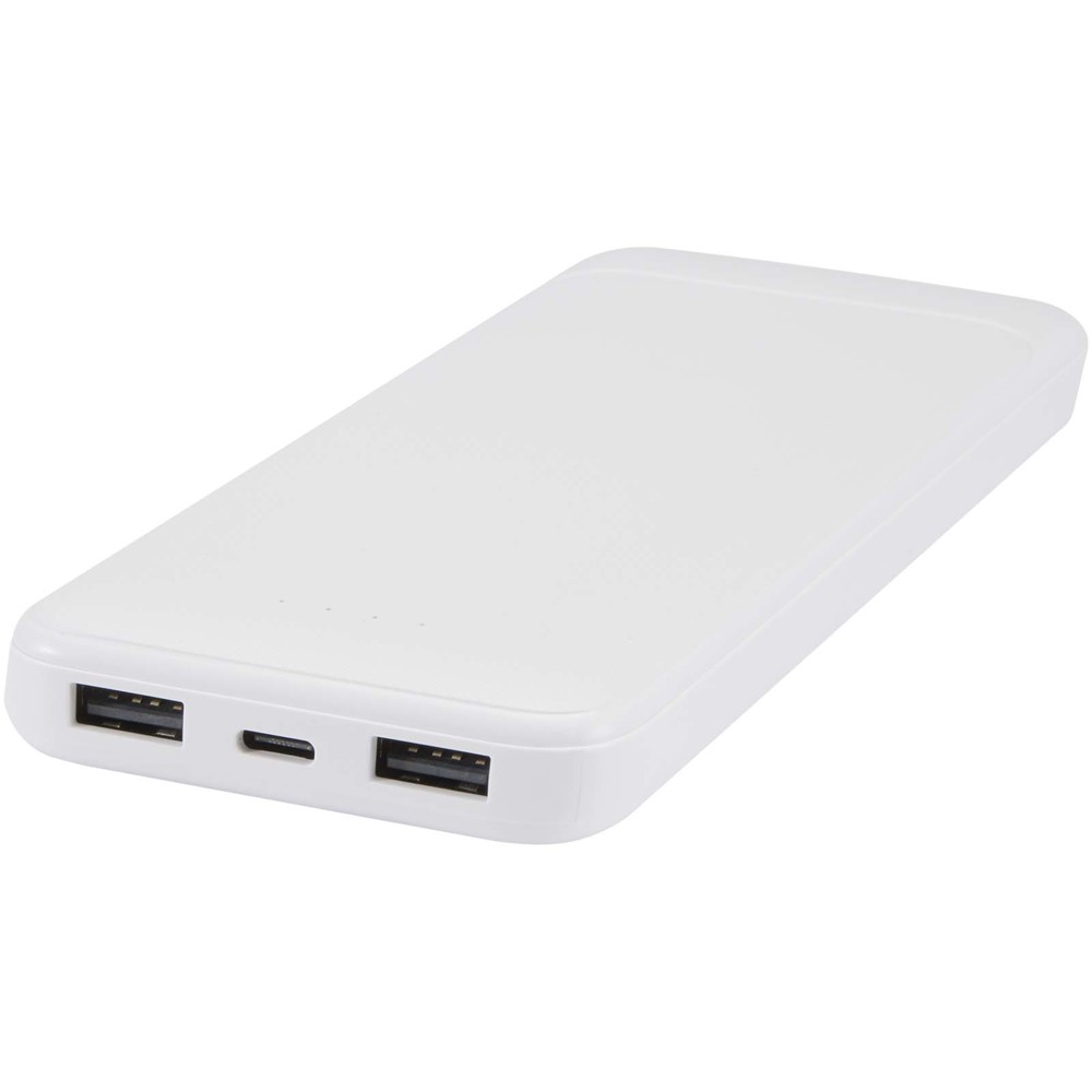 Adhil 10 W 10.000 mAh Powerbank aus recyceltem Kunststoff mit 2 integrierten Kabeln