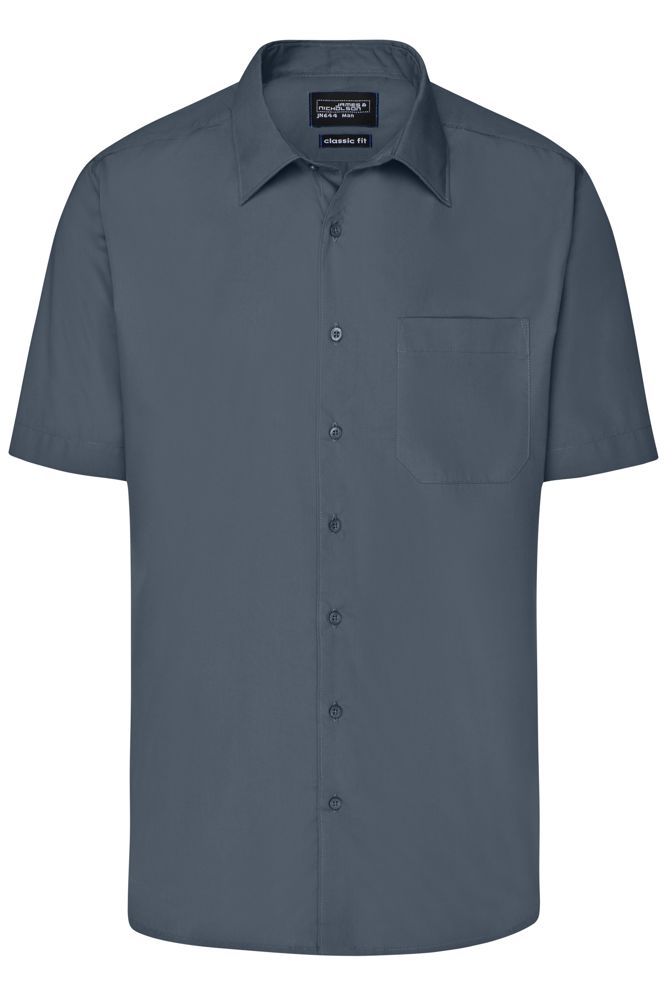 Men's Business Shirt Short-Sleeved - Carbon (ca. Pantone 425U)