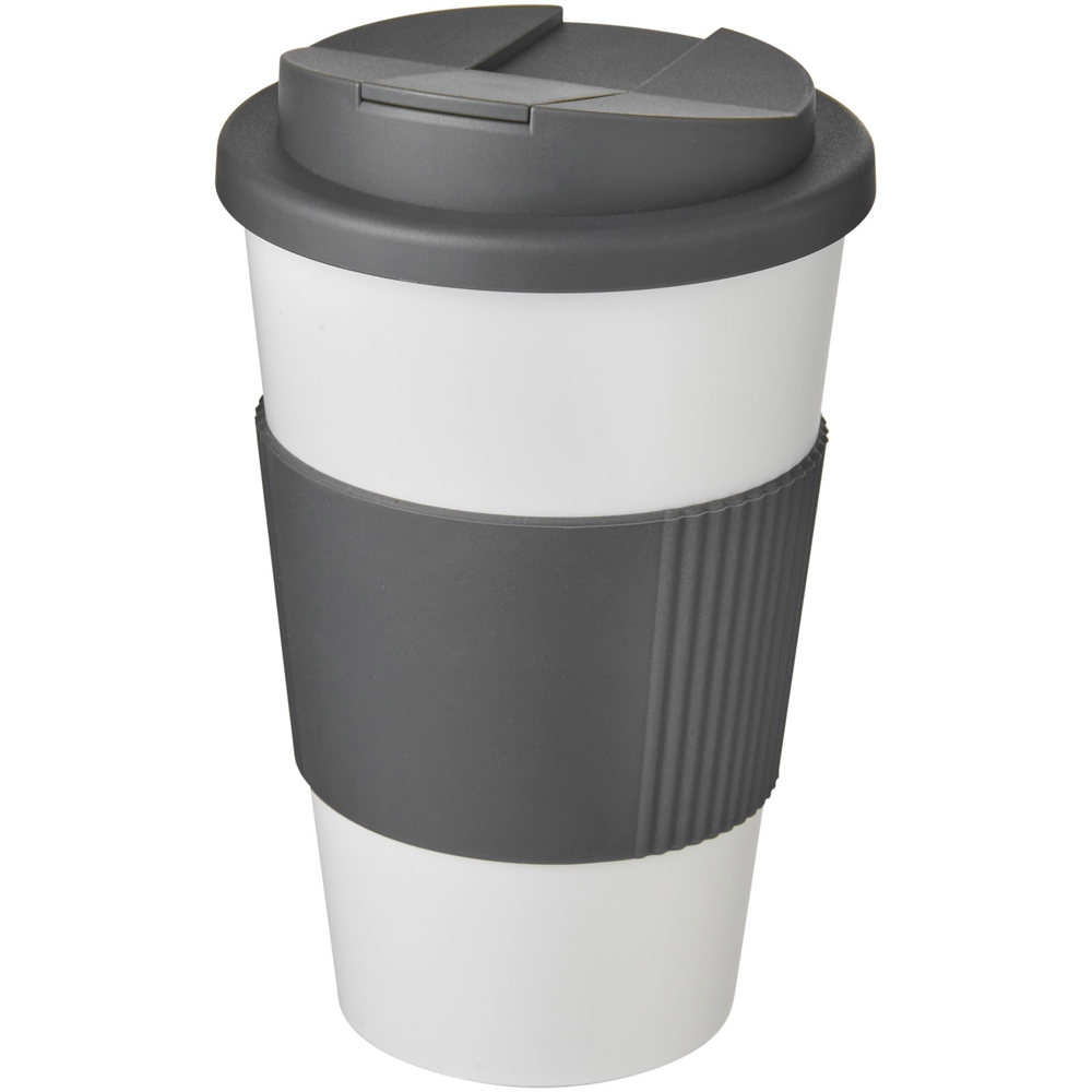 Americano® 350 ml Isolierbecher mit Schutzring & auslaufsicherem Schraubverschluss - weiss, grau