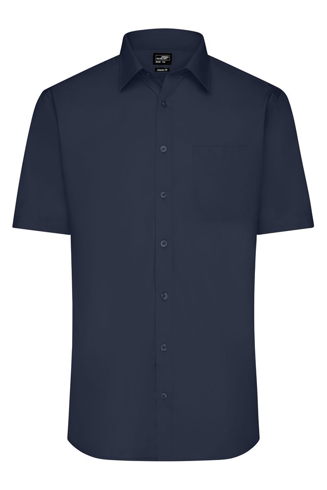 Men's Shirt Short-Sleeved Poplin - Navy (ca. Pantone 296C)