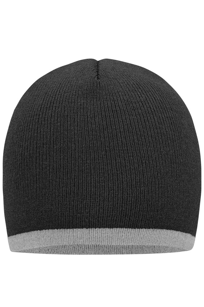 Beanie with Contrasting Border - Grey-melange/light-grey-melange (ca. Pantone 423U
400C)