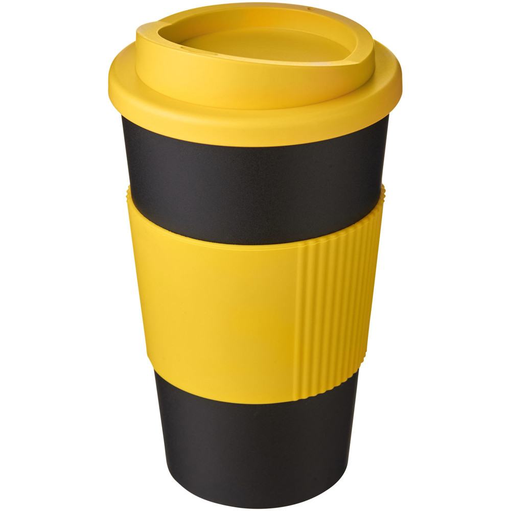 Americano® 350 ml Isolierbecher mit Schutzring - schwarz, gelb