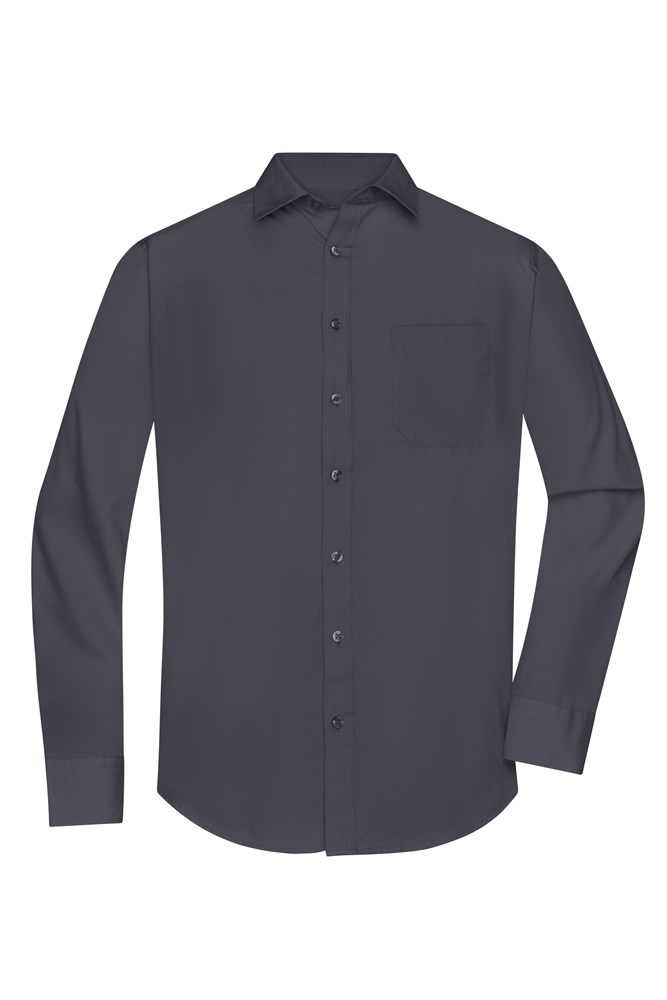 Men's Shirt Long-Sleeved Poplin - Carbon (ca. Pantone 425U)