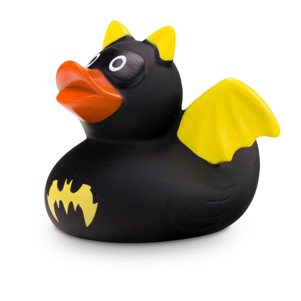 Werbeente Batduck Superheld schwarz-gelb