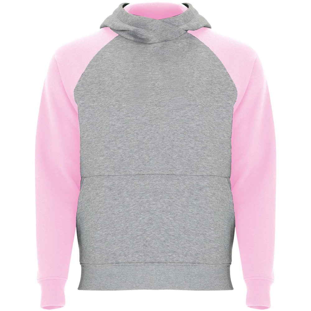 Badet 280 g/m² zweifarbiger Kapuzenpullover für Kinder - heather grau, hellrosa