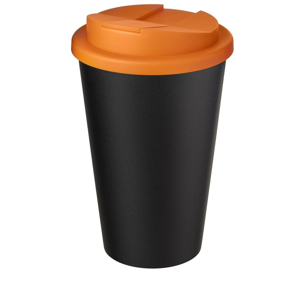 Americano® Eco 350 ml recycelter Becher mit auslaufsicherem Deckel - orange, schwarz