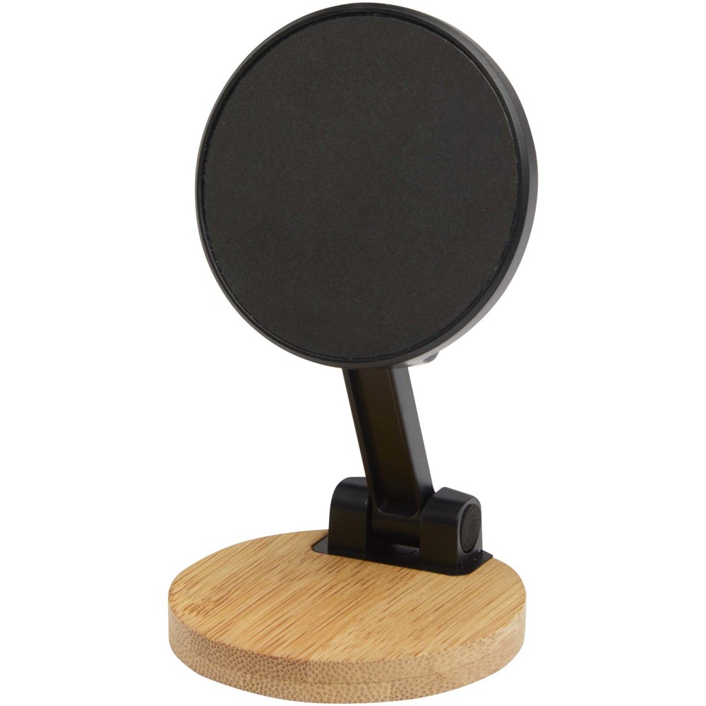 Alcor Klappbare magnetische Smartphonehalterung aus recyceltem Kunststoff mit Bambusdetails