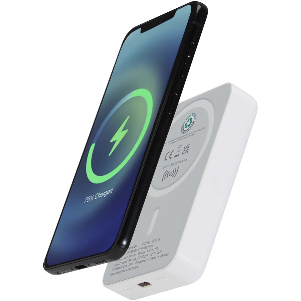 Acrab 15 W 10.000 mAh magnetische kabellose Powerbank mit 20 W PD aus recyceltem Kunststoff