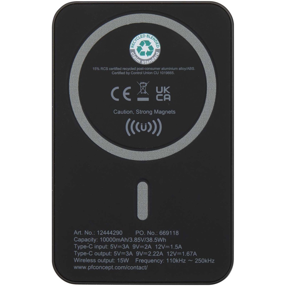 Acrab 15 W 10.000 mAh magnetische kabellose Powerbank mit 20 W PD aus recyceltem Kunststoff