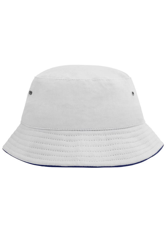 Fisherman Piping Hat for Kids - White/navy (ca. Pantone white
296C)