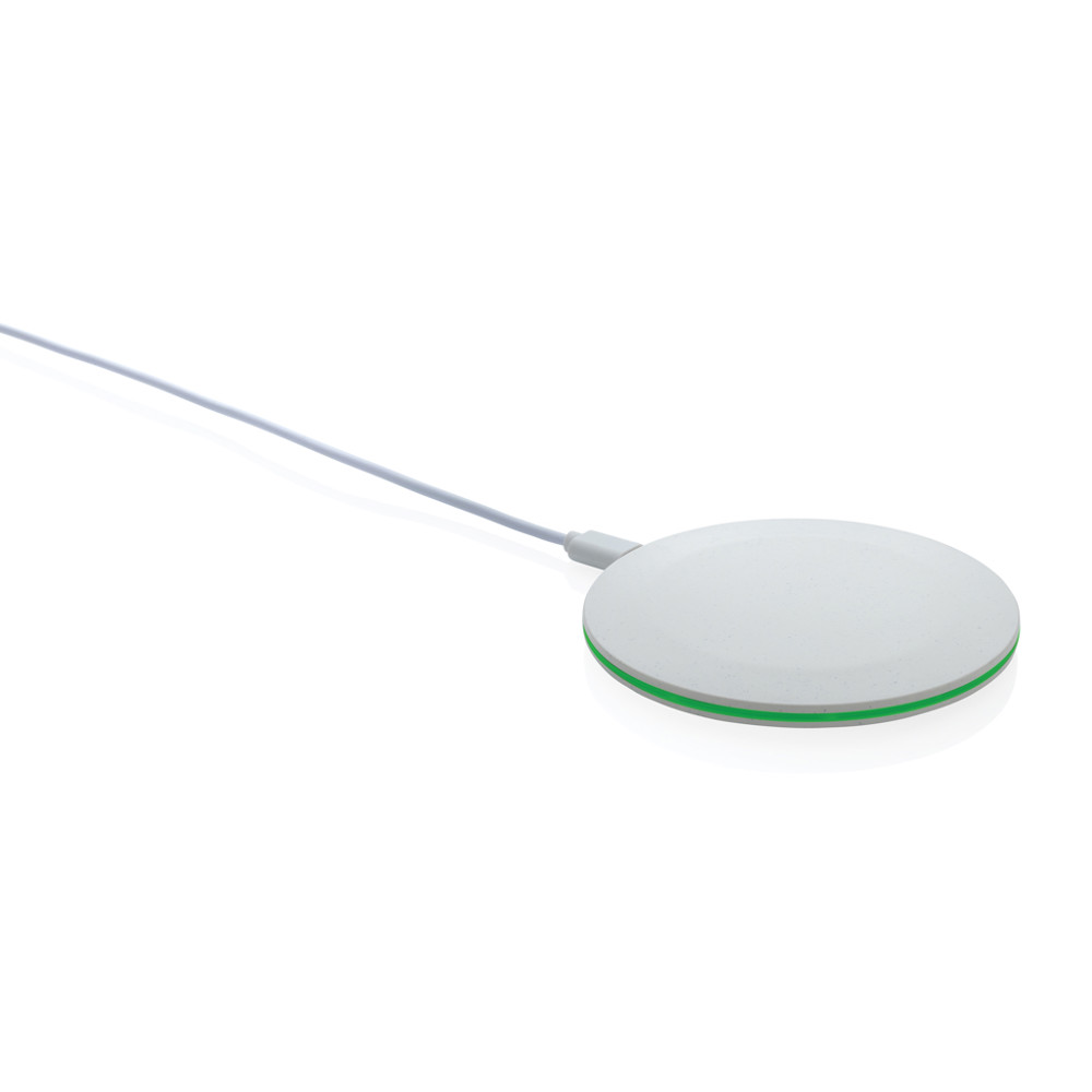 15W-Wireless-Fast-Charger aus recyceltem RCS-Kunststoff - weiß (± PMS White)