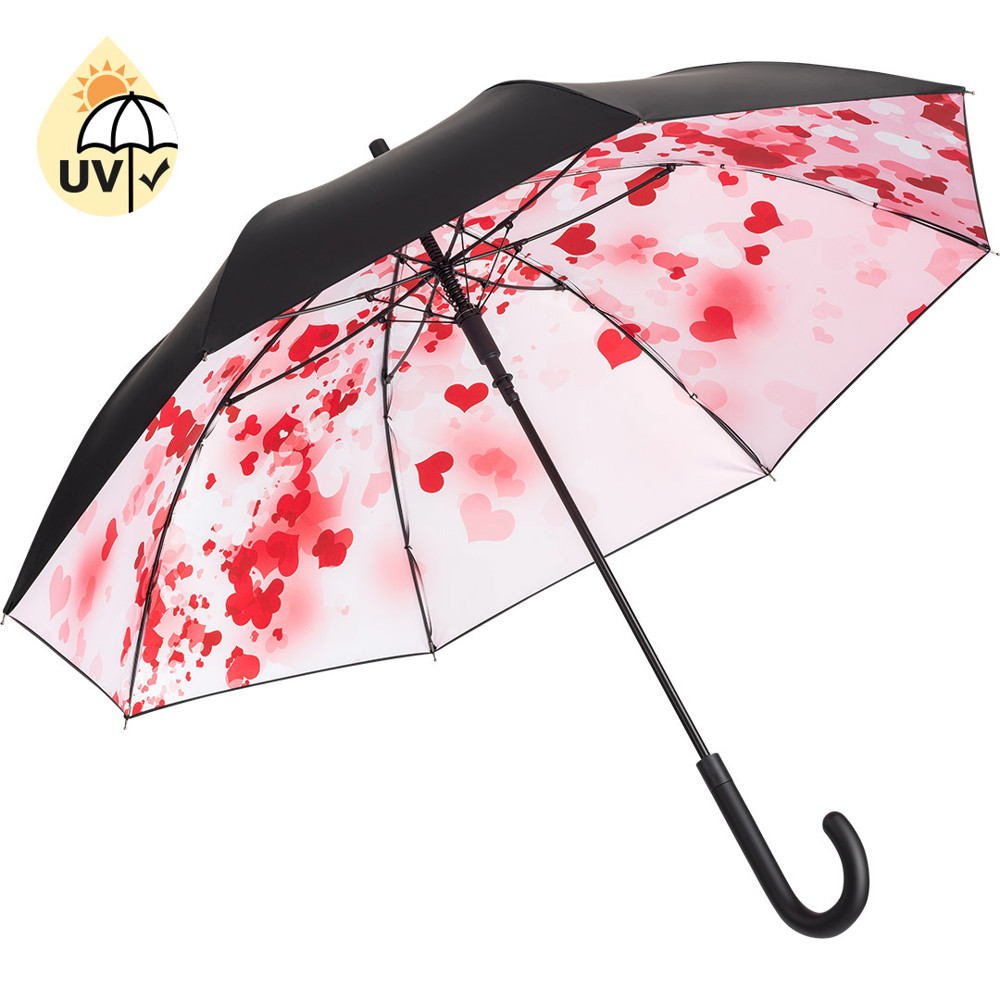 1193 AC-Stockschirm FARE® Impressions - schwarz/herzen-design