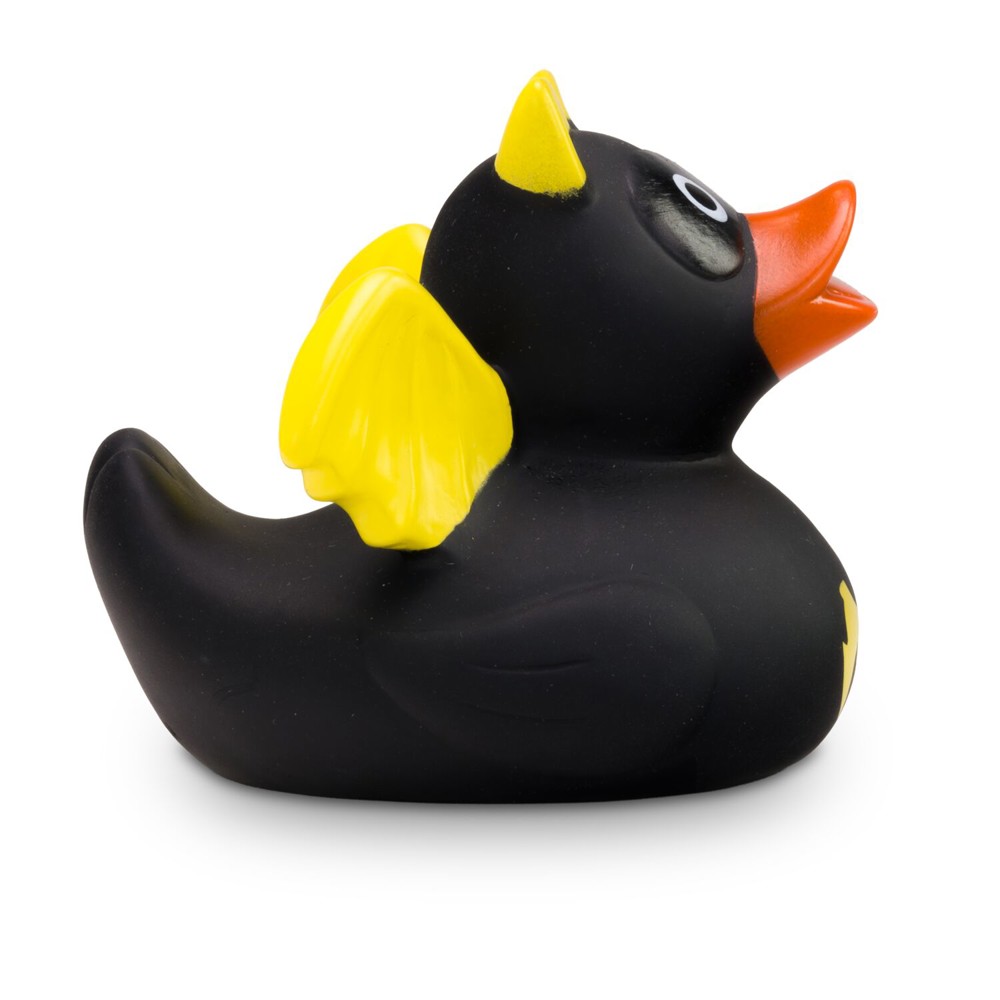 Werbeente Batduck Superheld schwarz-gelb