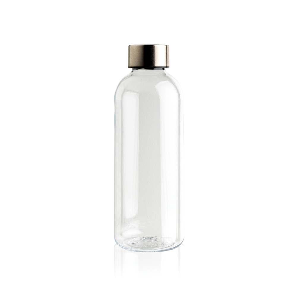 Auslaufsichere Trinkflasche mit Metalldeckel - transparent (± PMS Transparent)