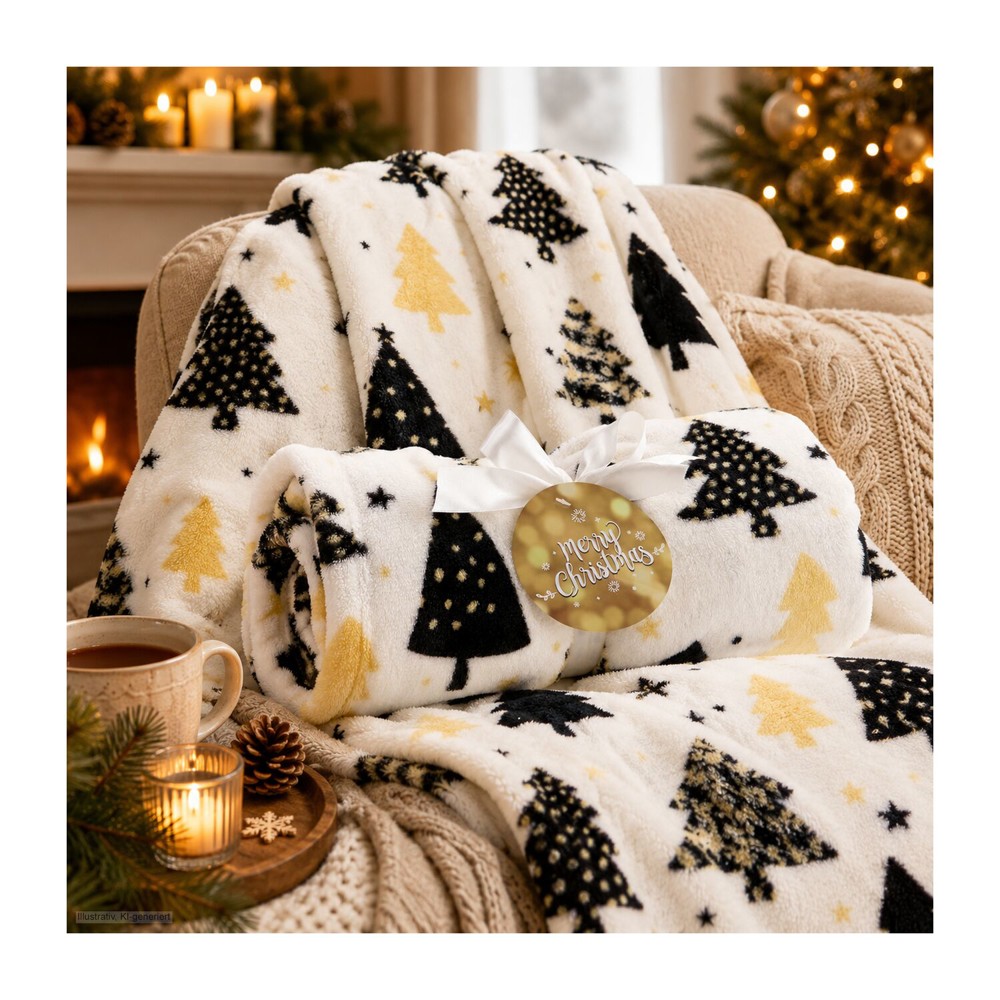 Kuscheldecke Merry Christmas - 120 x 150 cm, 190 g/m²