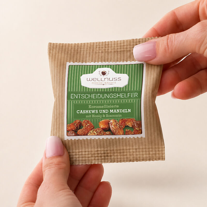 12 g Premium Flowpack - Cashewkerne und Mandeln in Honig & Rosmarin