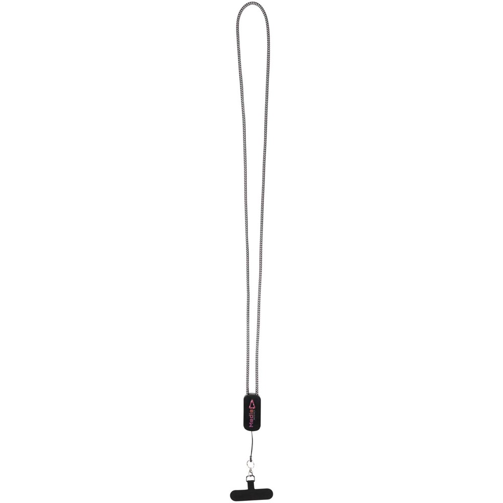 Anser Smartphone Lanyard aus recyceltem Kunststoff mit 27 W 5-in-1 integriertem Kabel