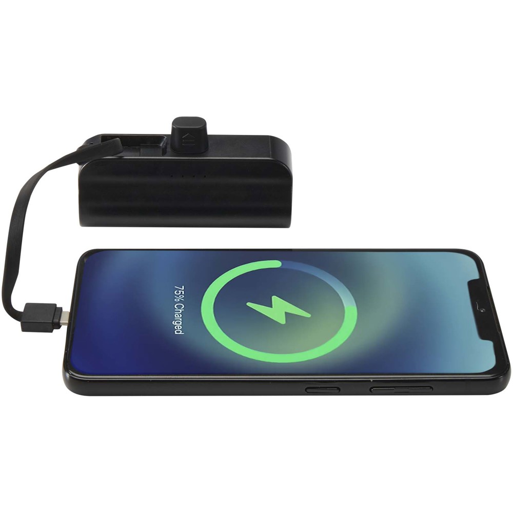 Alnair 10 W 5000 mAh Typ C Powerbank aus recyceltem Kunststoff mit integriertem Klappständer und 2 in 1 Kabel
