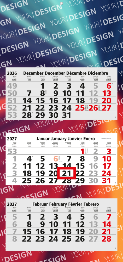 3-Monatskalender Mehrblock Maxi Light 3 EXPRESS