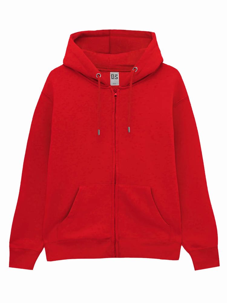 BS Berry Zip Sweater, 80 % Baumwolle, 20 % Polyester - Rot (PMS 186c)