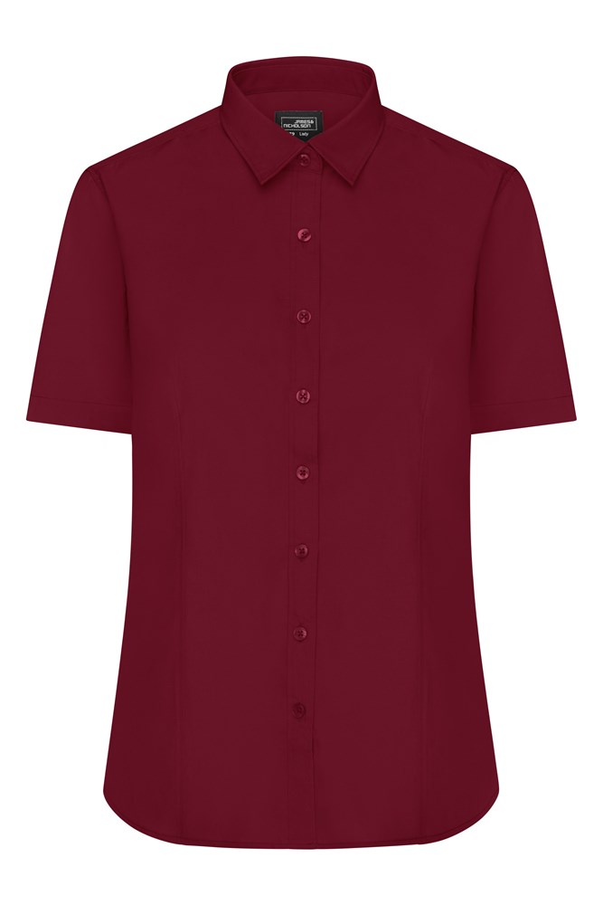 Ladies' Shirt Short-Sleeved Poplin - Wine (ca. Pantone 195C)