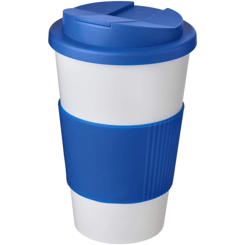 Americano® 350 ml Isolierbecher mit Schutzring & auslaufsicherem Schraubverschluss - weiss, mittelblau