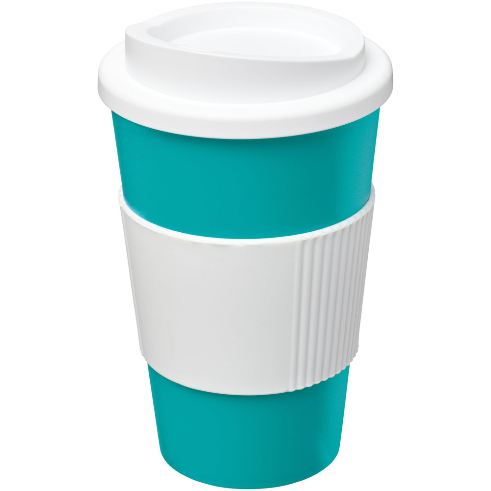 Americano® 350 ml Isolierbecher mit Schutzring - aquablau, weiss