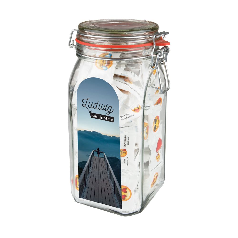 Großes Weckglas 1,5 L mit Süßigkeiten - Transparant